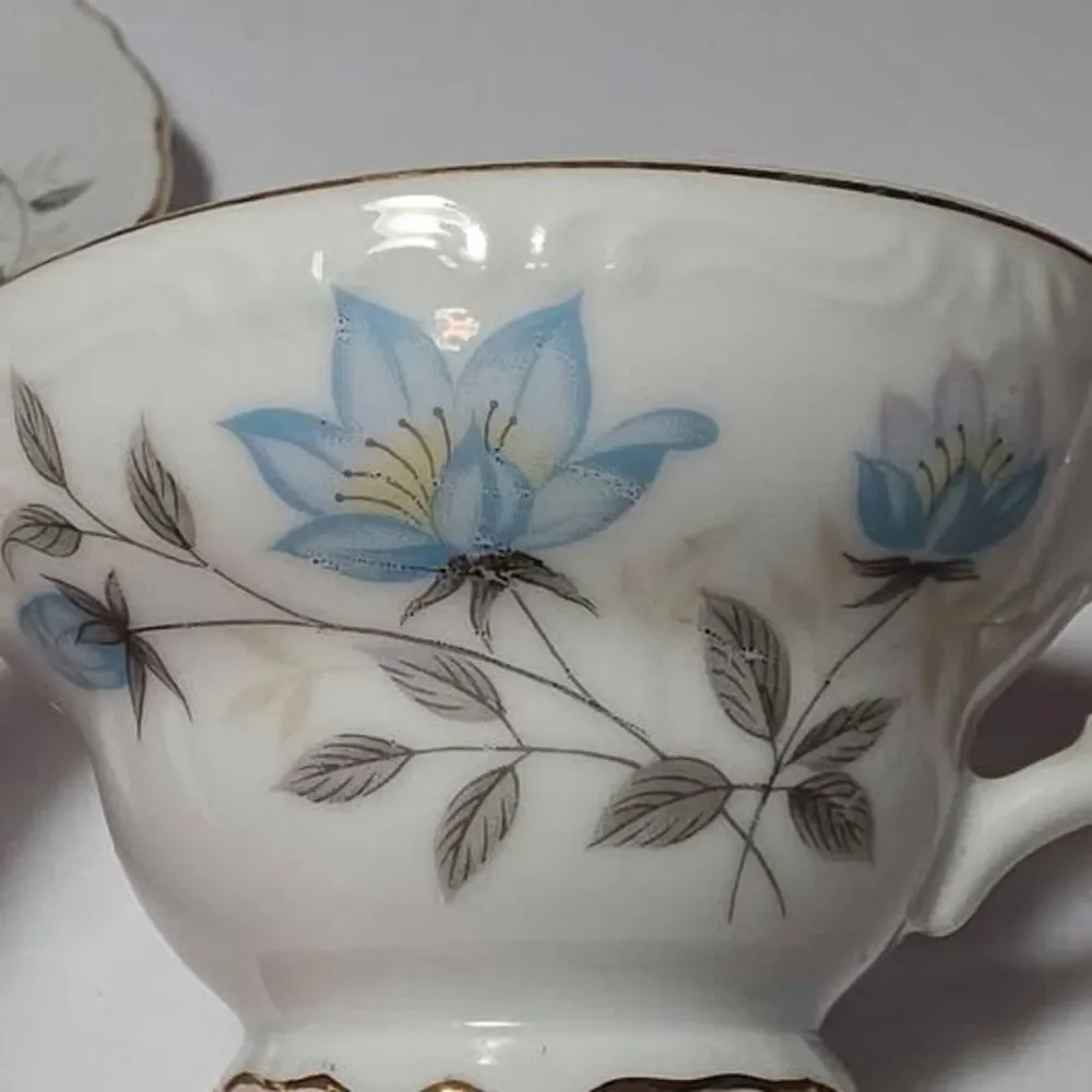 Blue Flowers Teacup and Saucer Vintage Japan